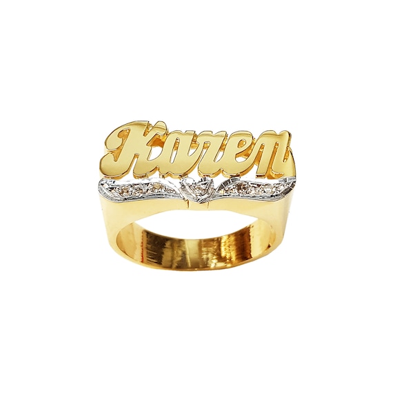 Custom Gold Name Ring Solid Gold 10k or 