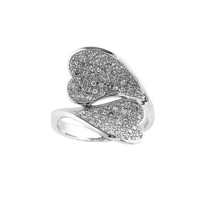 CTR06943-size8 Sterling silver with Simmering Full CZs on Top Sheep Palms Ring
