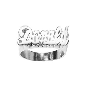 Personalisierter silberfarbener Namensring | Massives Sterling Silber | Feiner Schmuck | Classic Script (Artikel: SNS085)