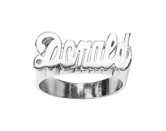 Custom Silver Name Ring | Solid Sterling Silver | Fine Jewelry | Classic Script (Item: SNS085 )