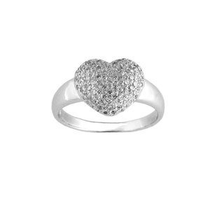 CTR06958-size8 Sterling silver with Bright Simmering Full CZs on Elegant Convex Heart Ring