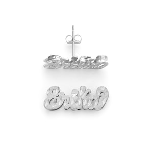 SNS816 Sterlingsilver 3/4" Små Fina 3D-örhängen utan svans med namn