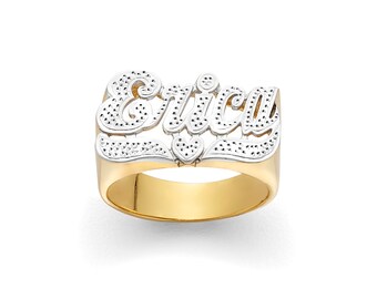Personalized Beaded Name Ring | 14k Gold Custom Jewelry