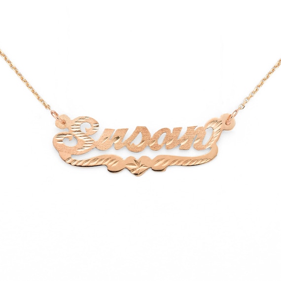 Solid Gold Name Necklace Custom Fine 
