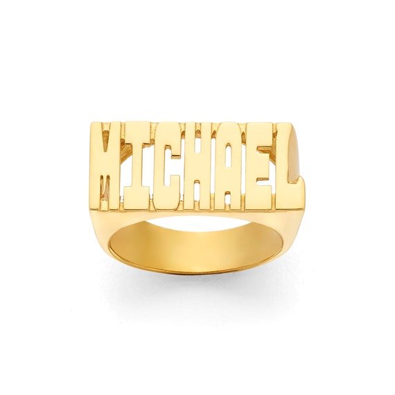 Block Font Name Ring - Sterling Silver or Solid Gold Block Font Name Ring - Sterling Silver or Solid Gold