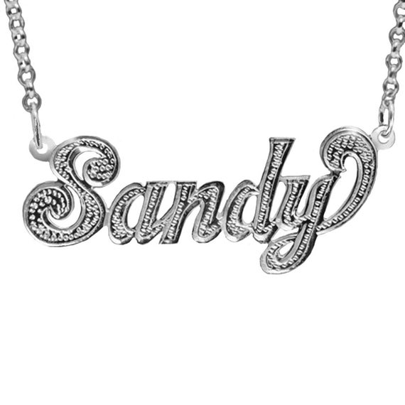 Sterling Silver Name Necklace Plated in White Rhodium Custom