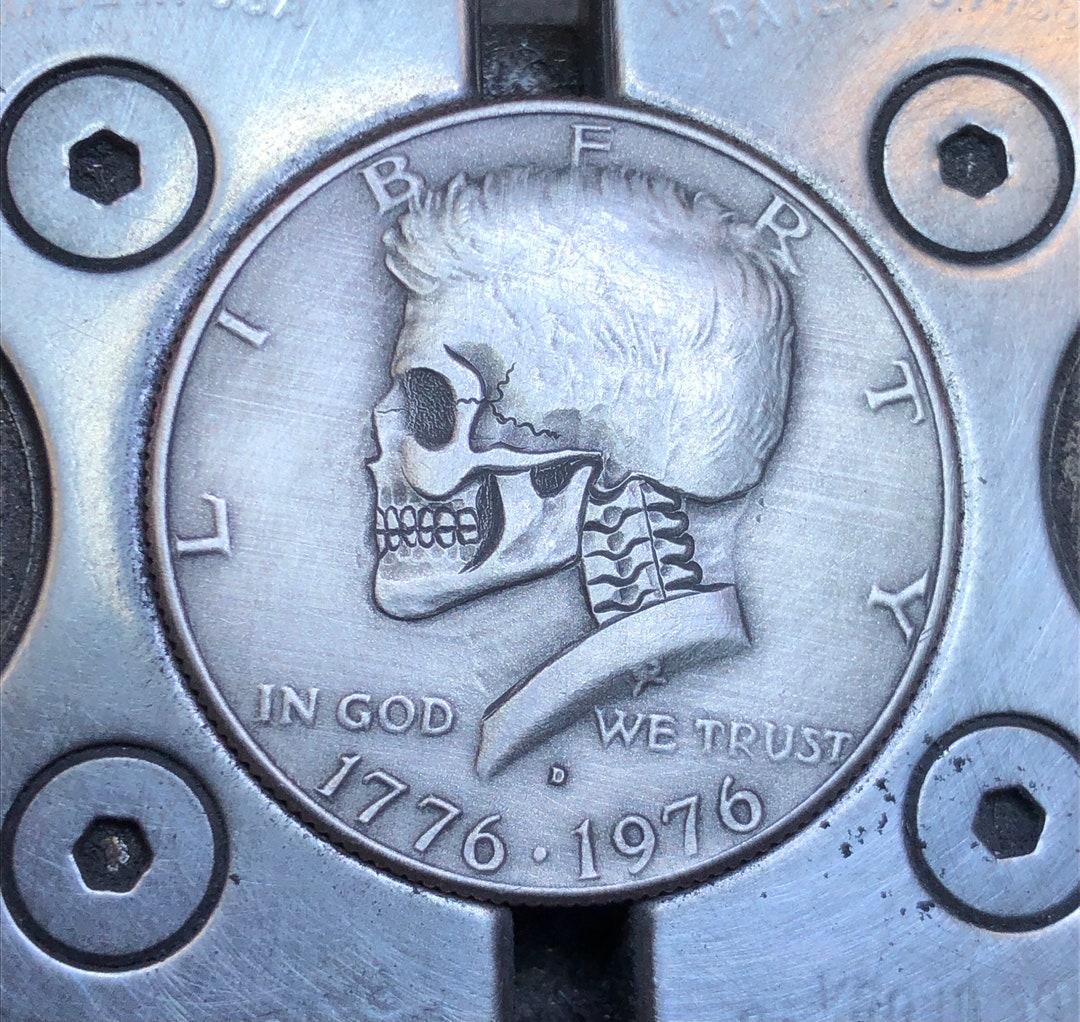 Hobo Nickel Skull Coin: Hand Carved Bicentennial Half Dollar, Memento ...
