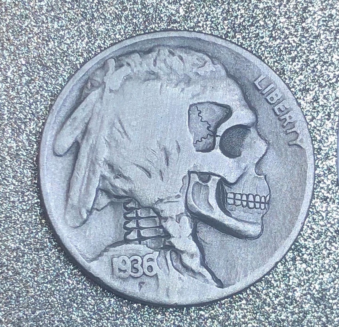 Hobo Nickel Skull Coin: Hand-engraved Memento Mori Art - Etsy