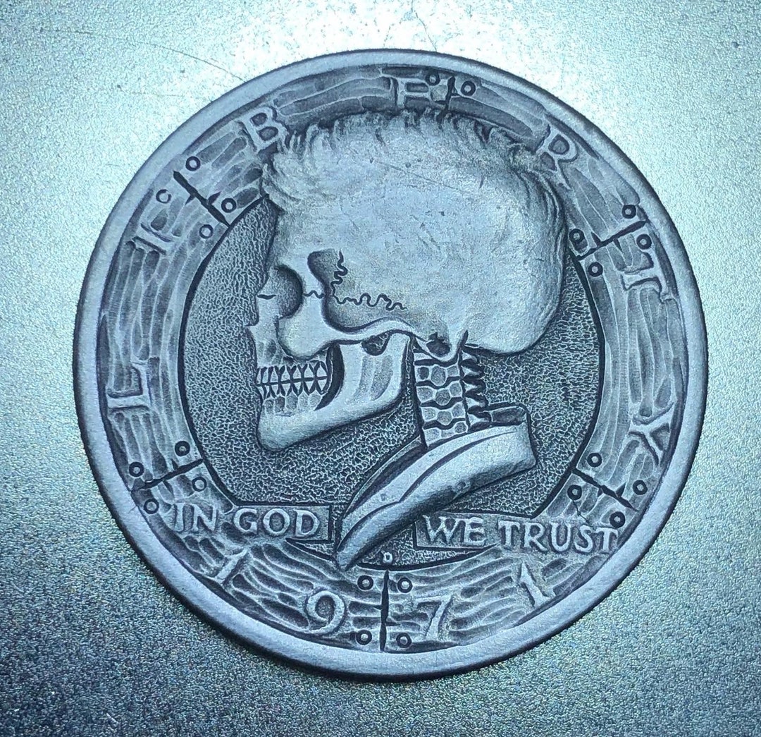 Hand Carved Hobo Nickel Skull Coin: Memento Mori Art - Etsy