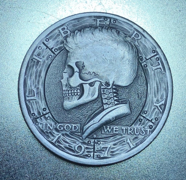 Hand Carved Hobo Nickel Skull Coin: Memento Mori Art - Etsy