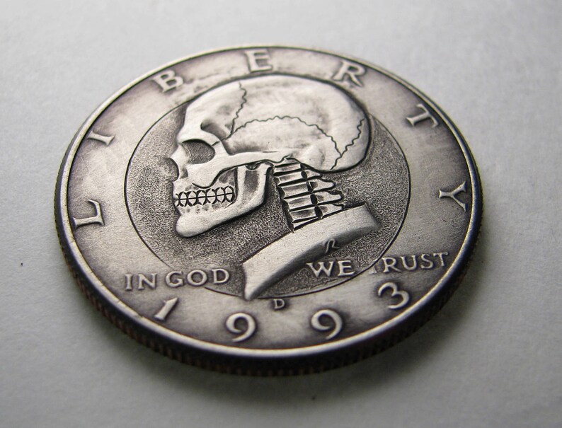 Hobo Nickel Skull on Kennedy Half by M.J. Petitdemange One of a Kind ...