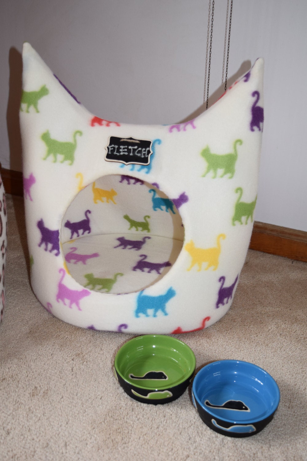 WINTER SALE Fleece Cat Bed (Hand Sewn in USA) , Cat House, Cat Cave