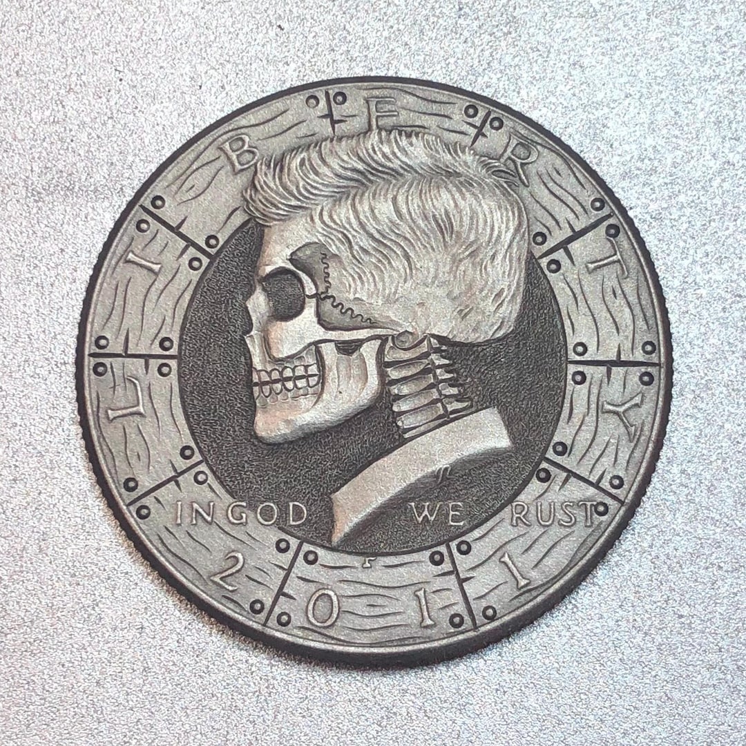 Hobo Nickel Skull Kennedy Half Dollar Love Token Hand Engraved - Etsy