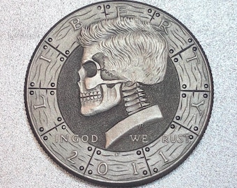 Hobo Nickel Skull Kennedy Half Dollar Love Token hand engraved