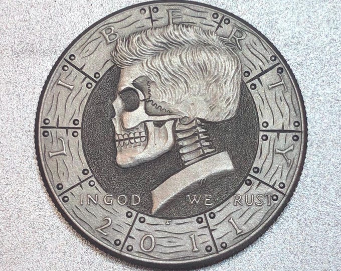 Hobo Nickel Skull Kennedy Half Dollar Love Token hand engraved