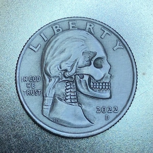 2022 Hobo Nickel Skull By M.J. Petitdemange engraved coin,memento mori,carved skull,quarter,Art-metal-Groomsman , gift for Husband  hot