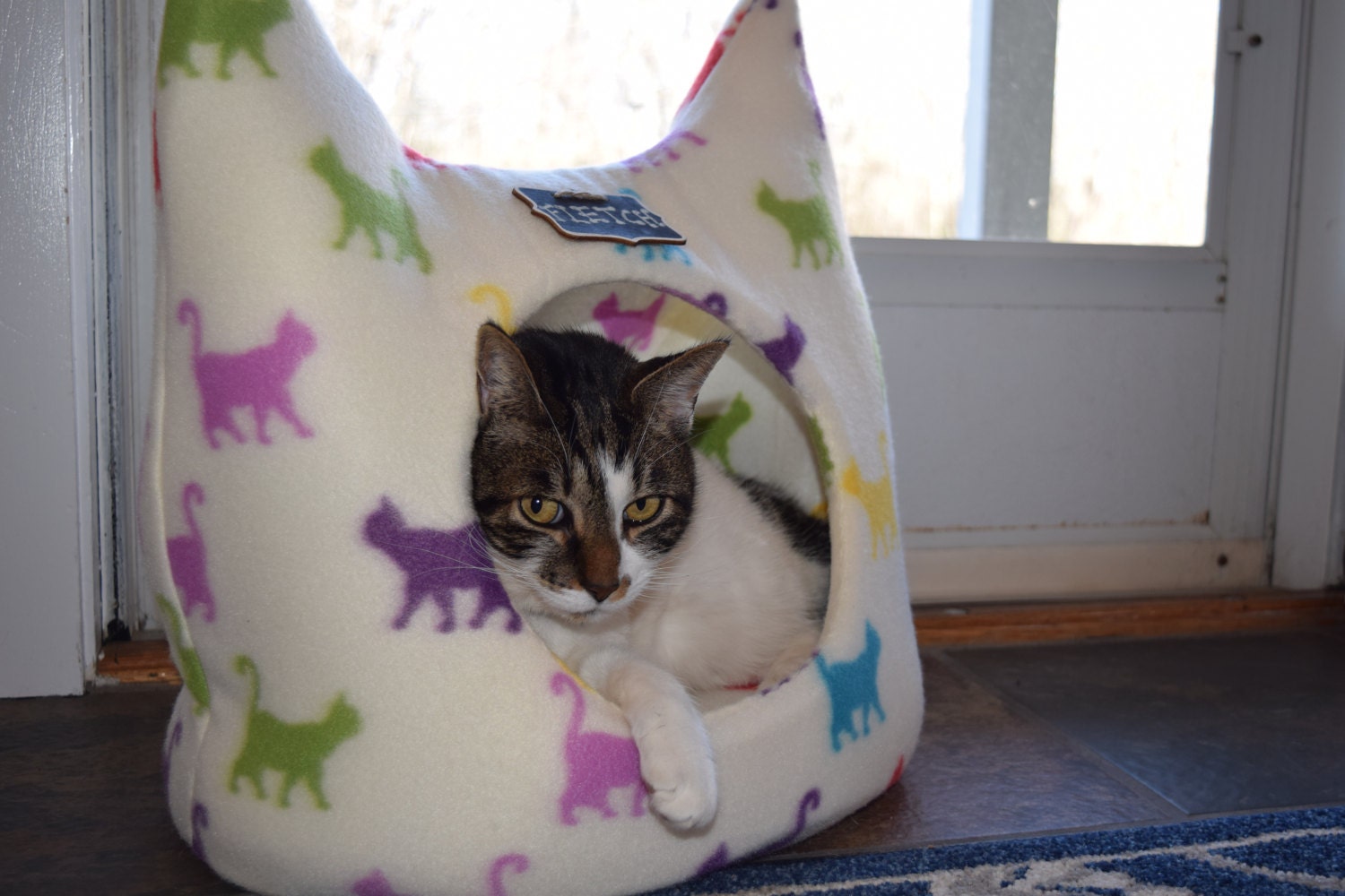 WINTER SALE Fleece Cat Bed (Hand Sewn in USA) , Cat House, Cat Cave