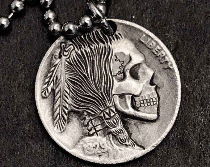 Hobo Nickel Skull Engraved Key Chain Memento Mori Gift for Him Challenge Coin Gift for Veteran EDC Gift For Men Coin Gift for Father