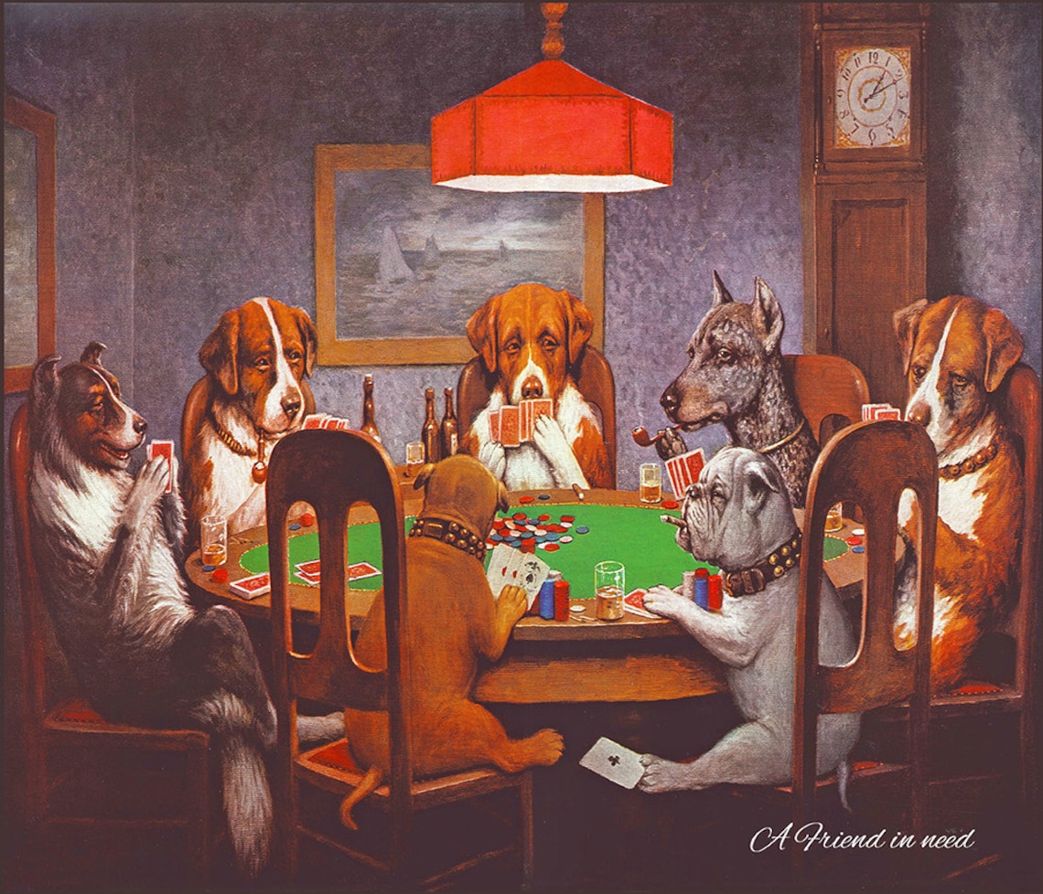 Dogs Playing Poker 30x40 Canvas Art Print Etsy