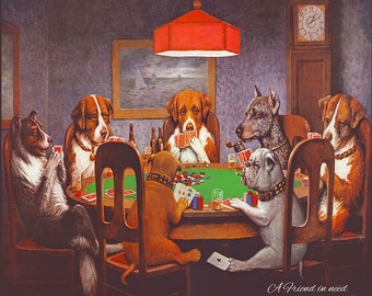 Dogs Playing Poker 30x40" Canvas Art Print