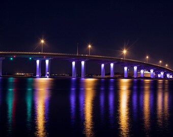Ocean City NJ Bridge at Night | Giclee Canvas Art