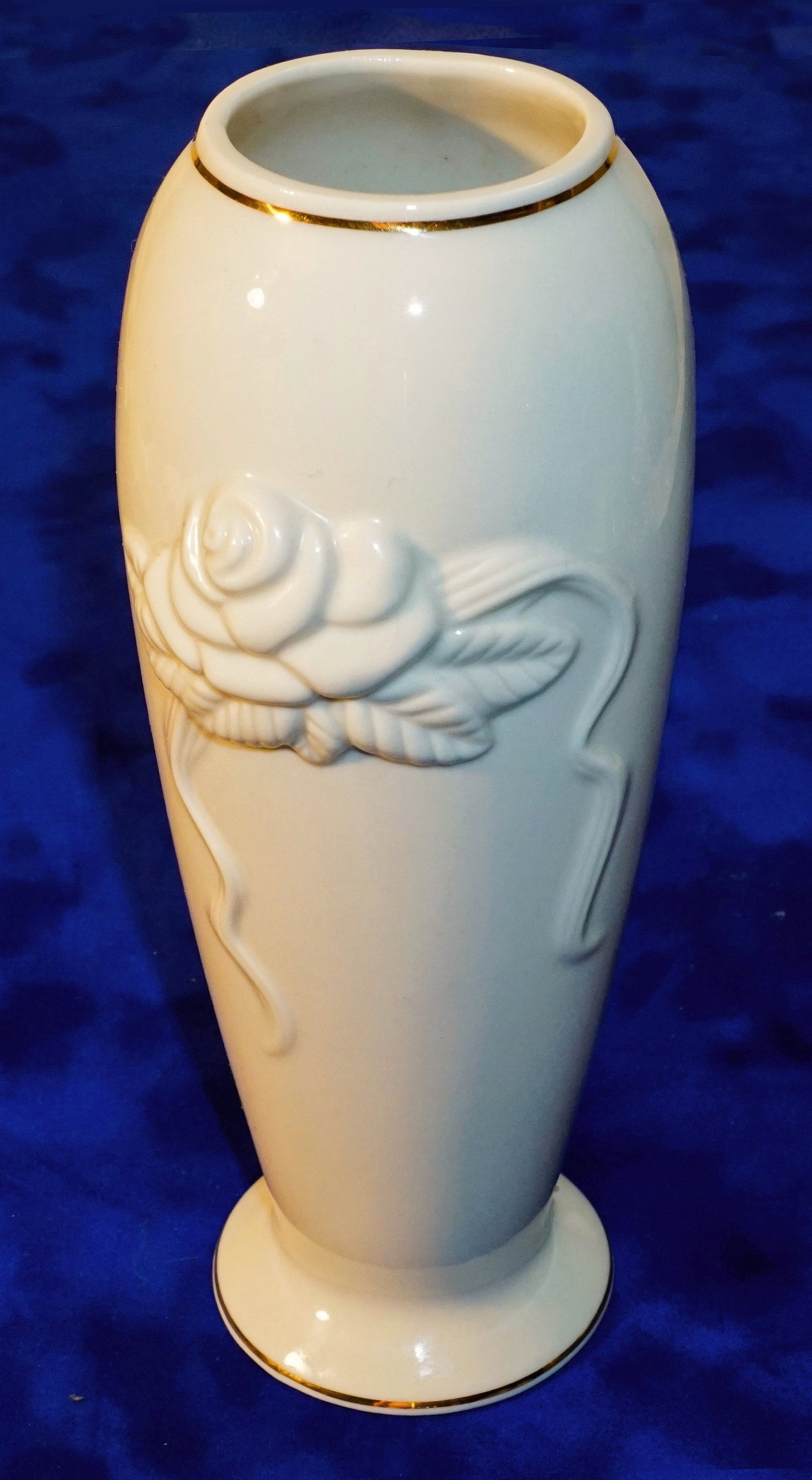 Lenox Vintage Porcelain Rose Blossom Vase 24kt Gold Trim Etsy