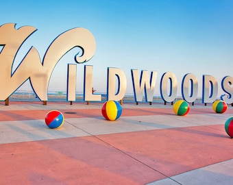 Wildwoods sign at Wildwood, NJ | Jersey Shore Canvas Art