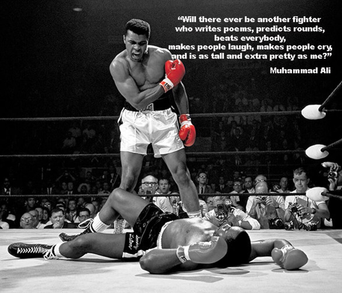 Muhammad Ali Knockout With Quote Canvas Art Etsy