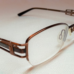 ELLE Women&#39;s Art Deco Style Designer Architectural Style Eyeglasses Eyeglass Frames Copper Bronze