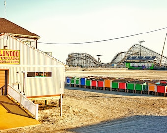 Adventure Pier with Lifeguard Headquarters at Wildwood, NJ | Jersey Shore Canvas Art 12x14