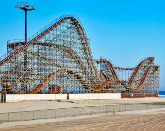Classic Wooden Roller Coaster at Wildwood, NJ | Jersey Shore Canvas Art 30x40