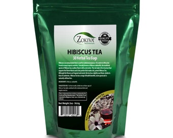 Hibiscus Tea 30 Bags 100% Natural in Resealable Foil Pouch