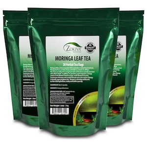 Moringa Tea 3-Pack 90 Bags Great For Energy, Nutrition in Resealable Zip Pouch image 1