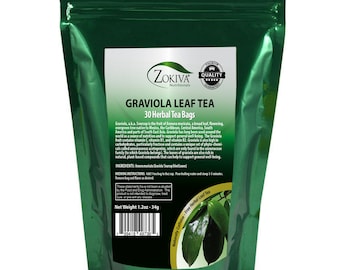 Graviola Tea (30 Bags) Soursop - Annona muricata - in Resealable Zip Pouch