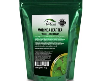 Moringa Loose Leaves, Organic Dried All-Natural Vegan Energy Booster 4oz Pouch