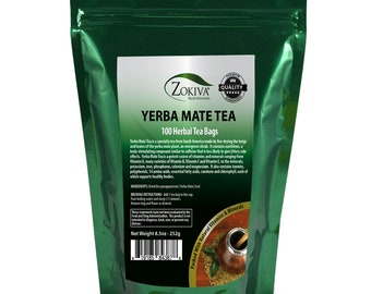 Yerba Mate Tea Bags Mega Pack 100% Pure (100 Bags) All-Natural Tea in Resealable Zip Pouch