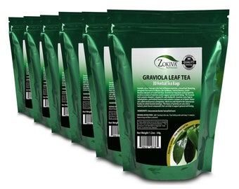 Graviola Tea 6-Pack (180 Bags) Soursop - Annona muricata in Resealable Zip Pouch