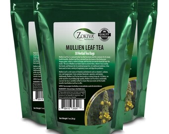 Mullien Leaf Tea Bags 3-Pack (100) Premium Quality, Caffeine-free Herbal Leaf Tea Bags