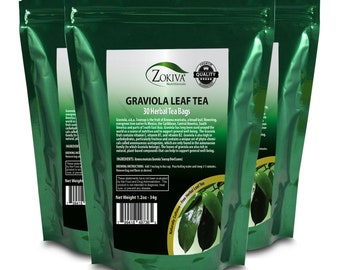 Graviola Tea 3-Pack (90 Bags) Soursop - Annona muricata - in Resealable Zip Pouch