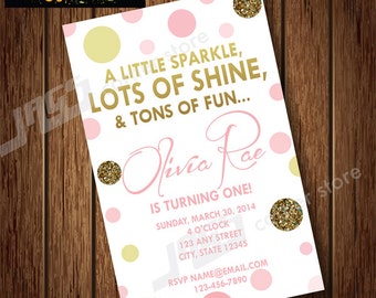 Printable PINK & GOLD INVITATION - Pink Gold Party Invitation - Pink Gold Invite - Pink Gold Themed Invitation - Child's Birthday