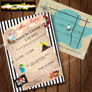 CONVITE PIRATA para impressão - Convite de festa de aniversário de pirata - Convite de pirata - Convite com tema de pirata - Aniversário de criança