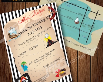 Printable PIRATE INVITATION - Pirate Birthday Party Invitation - Pirate Invite - Pirate Themed Invitation - Child's Birthday