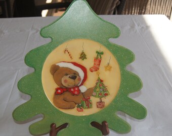 Hand painted decorative tree plate, Christmas decorative plate, Home decor- Holiday decor