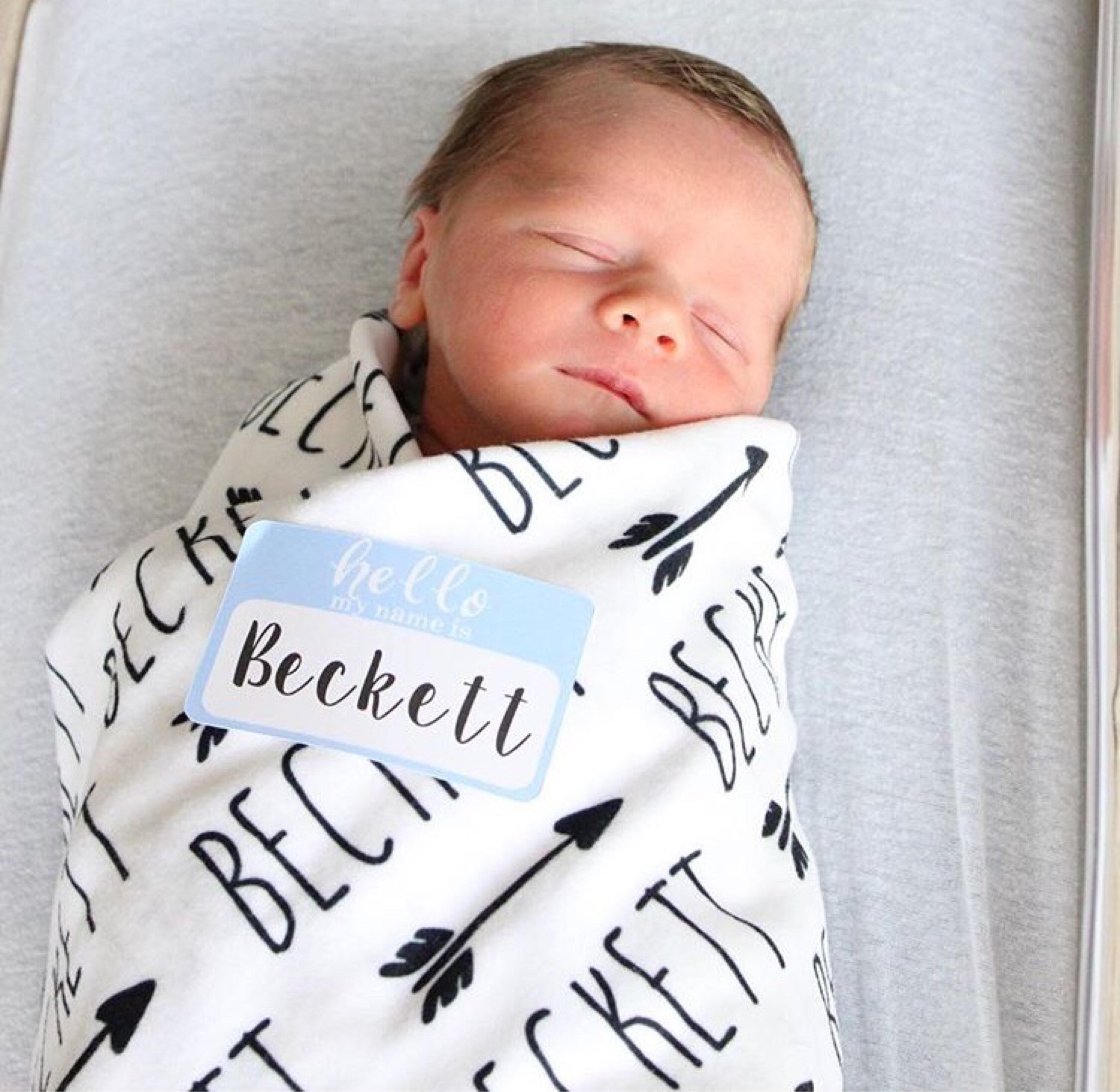 Black and White Arrow Name Baby Blanket with Name Perfect for