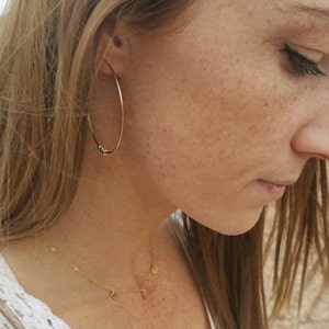 Gold filled hoop earrings/ Silver beads / handmade / gift / hoops / mixed metal / unique / dainty
