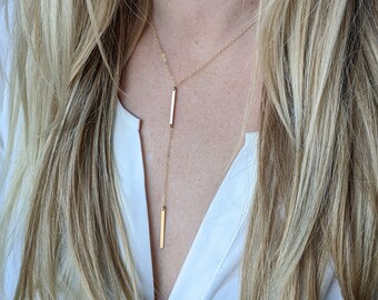 BAR LARIAT NECKLACE / gold filled / sterling silver / Y necklace / simple / understated / sexy