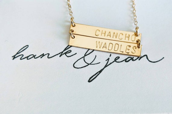 DOUBLE BAR NECKLACE/ Personalized name necklace/ Children's names/ Mom/ Gift/ Dates/ Longitude Latitude/ Coordinates