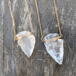 QUARTZ ARROWHEAD NECKLACE / gold filled/ sterling silver / edgy necklace / crystal  / gift / unique / simple / boho / tribal