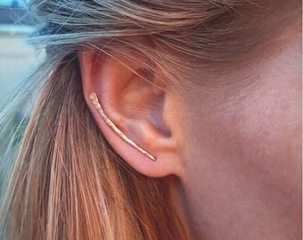 EAR CLIMBERS / gold filled / sterling silver / lightweight / edgy / unique / dainty / gift / fun / hammered