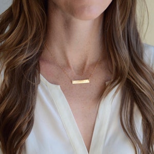 CLASSIC BAR NECKLACE/ sterling silver / Gold filled / Personalized / hand stamped/ kids names/ Dates/ Initials / Gift / Simple / minimal